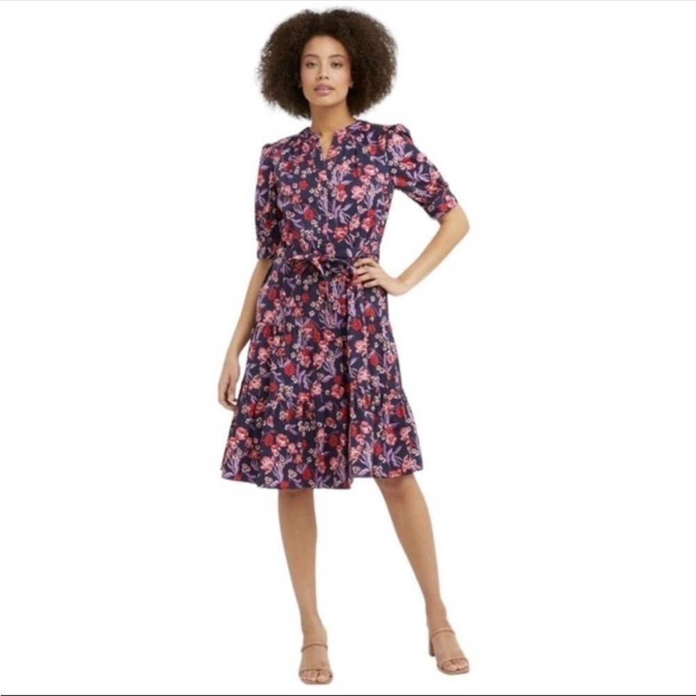 Draper James Loretta Floral Shirt Dress XXL Floral print Button Front Tie belt